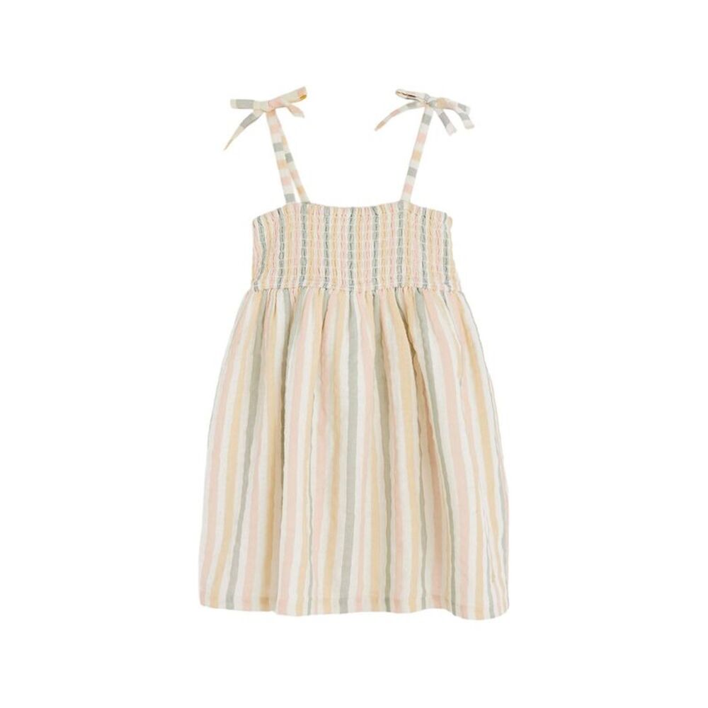 Babycottons Girls  Striped Dress, Beige